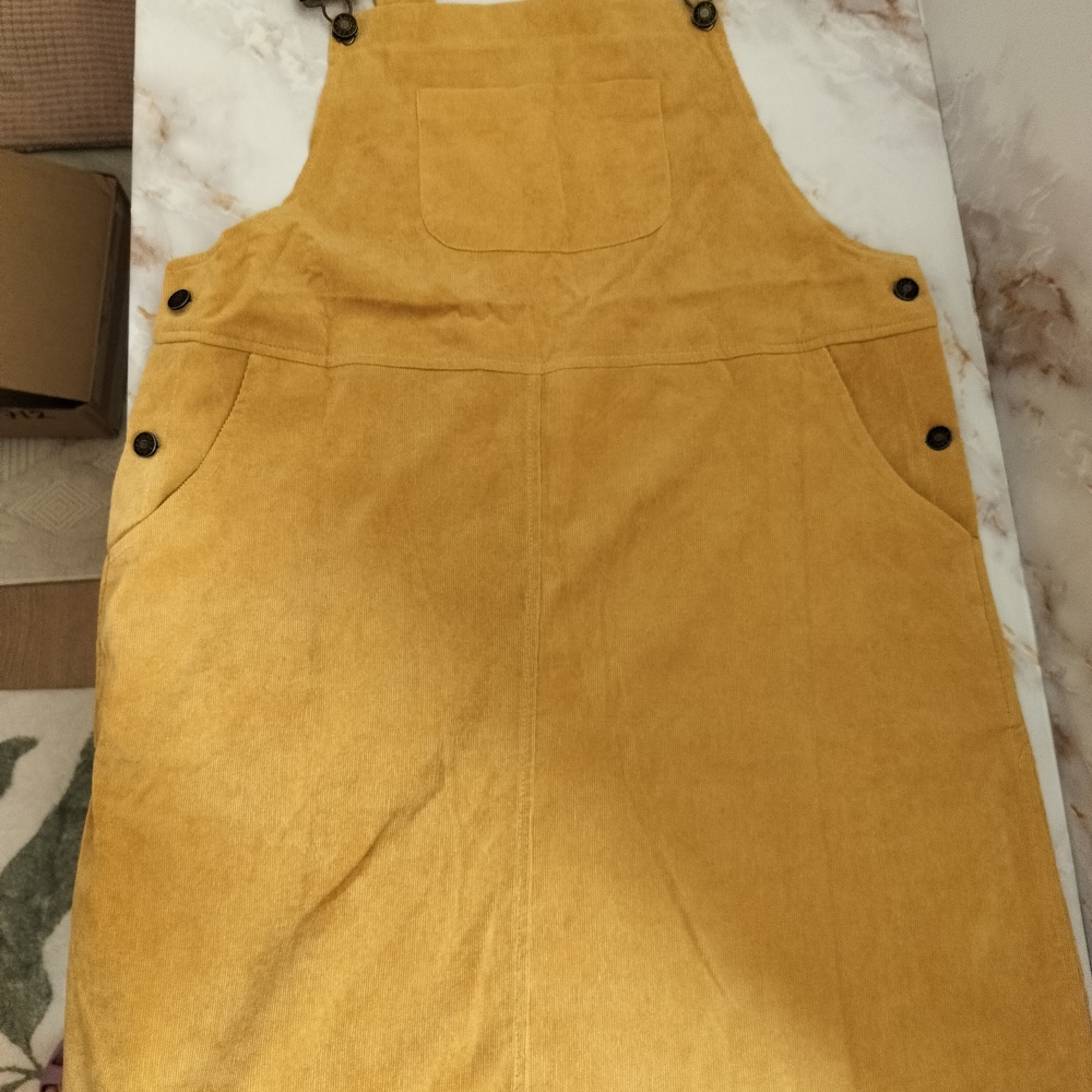 Mustard Yellow Corduroy Overall Dress - Picture 1 of 5